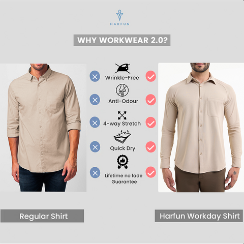 Beige Workday Shirt with Raglan Sleeves