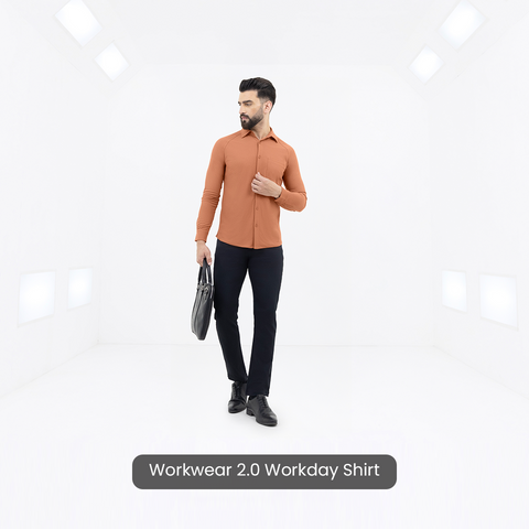 Solid Rust Workday Shirt with Raglan Sleeves