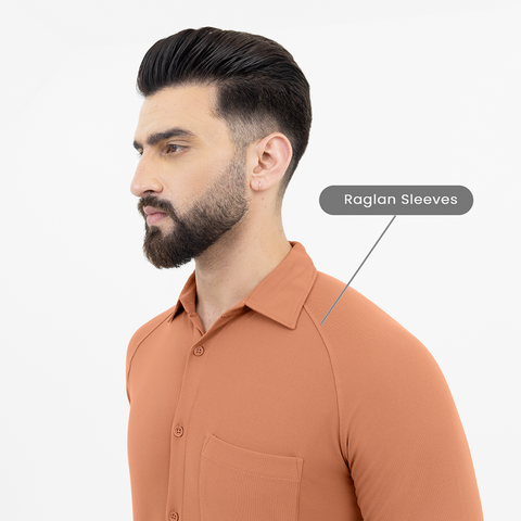 Solid Rust Workday Shirt with Raglan Sleeves