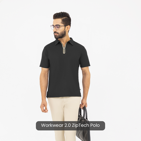 Black ZipTech Work-Polo