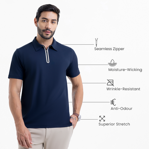 Navy ZipTech Work-Polo