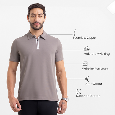 Charcoal ZipTech Work-Polo