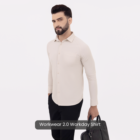 Desk White Workday Shirt with Raglan Sleeves