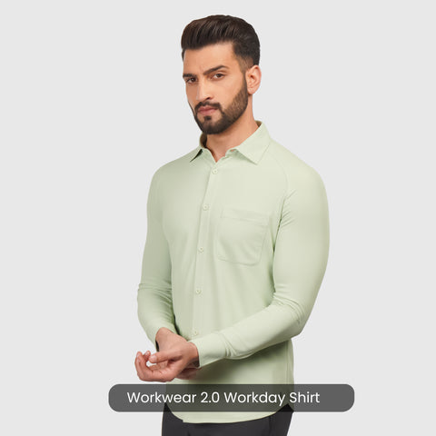 Smoke Green Workday Shirt with Raglan Sleeves