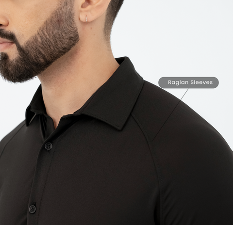 Solid Black Raglan-Short Sleeves CoolPro Shirt