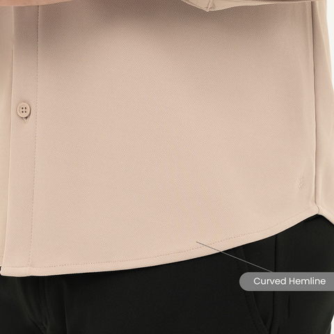 Beige Workday Shirt with Raglan Sleeves