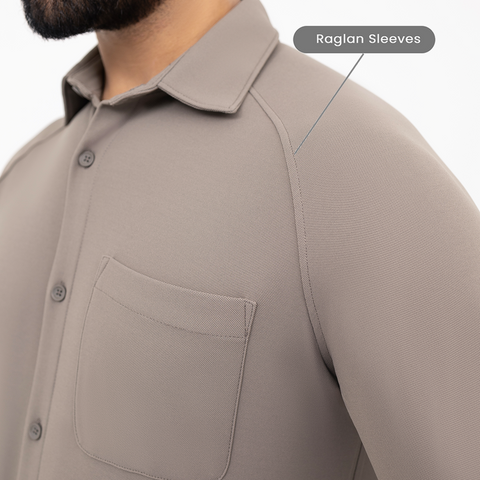 Charcoal Grey Workday Shirt with Raglan Sleeves