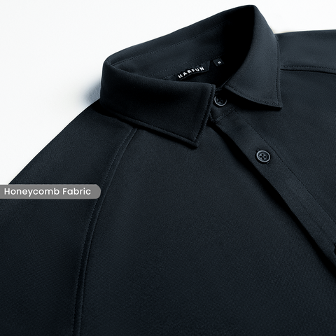 Solid Black Workday Shirt with Raglan Sleeves