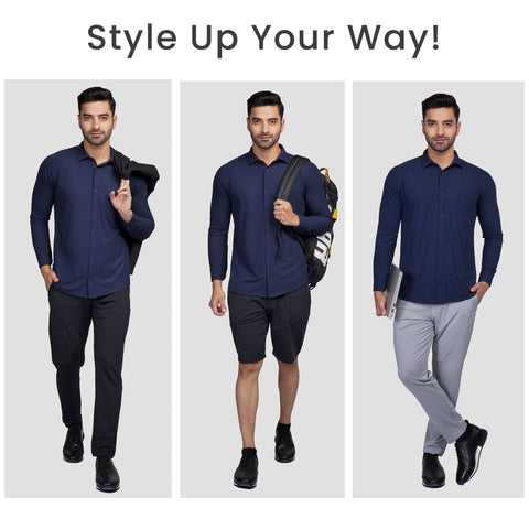 Solid Navy Workday Shirt with Raglan Sleeves