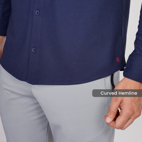 Solid Navy Workday Shirt with Raglan Sleeves