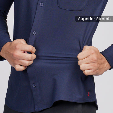 Solid Navy Workday Shirt with Raglan Sleeves