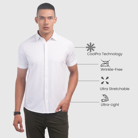 Solid White Raglan-Short Sleeves CoolPro Shirt