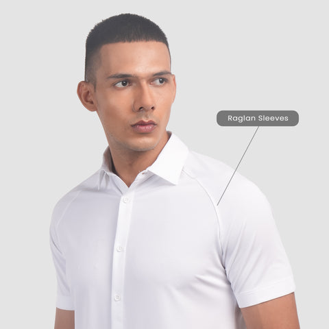 Solid White Raglan-Short Sleeves CoolPro Shirt