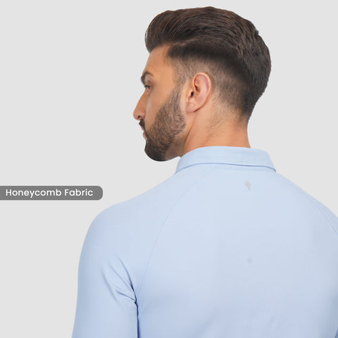 Ice Blue Workday Shirt with Raglan Sleeves